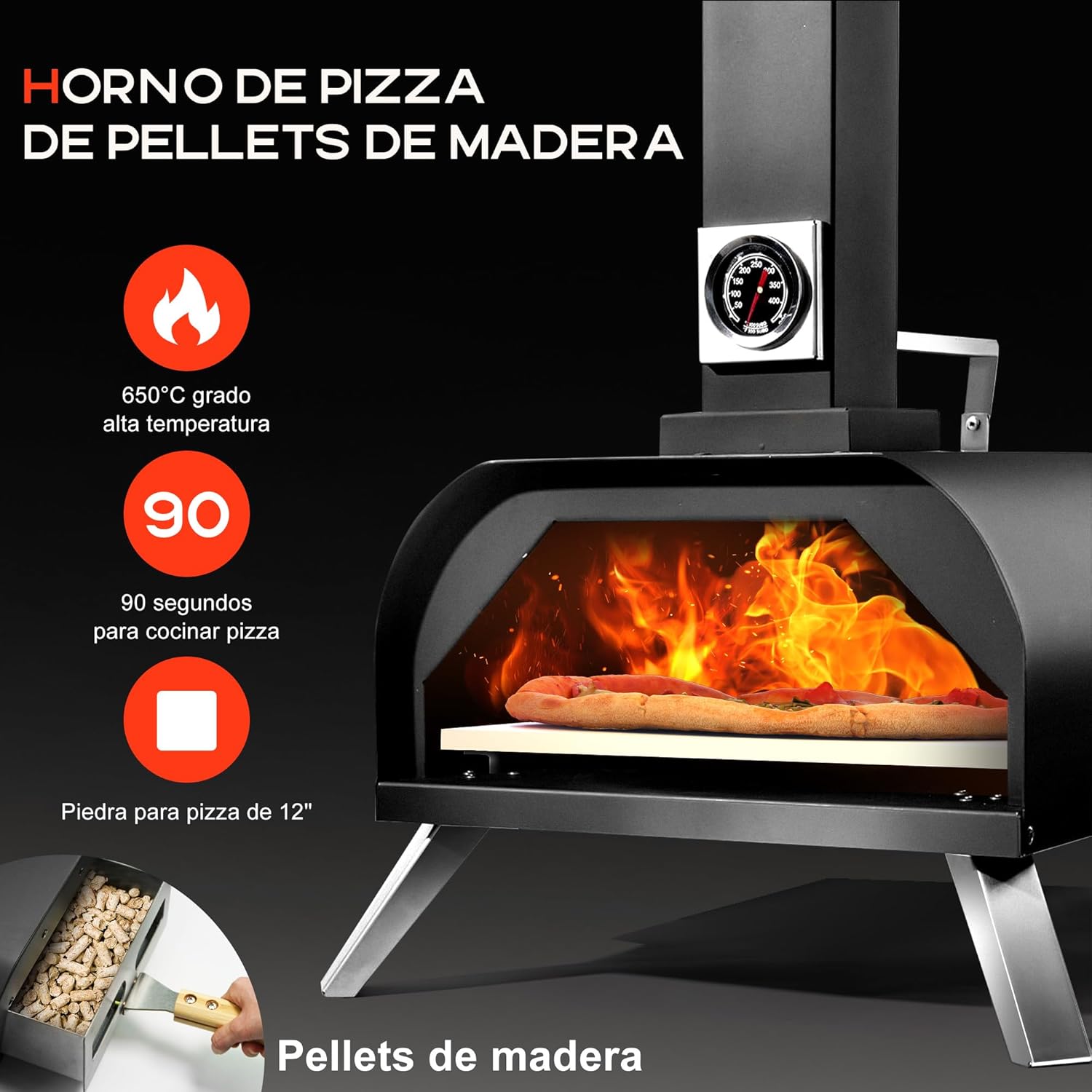 Karinear Horno pizza, Horno de exterior y portátil